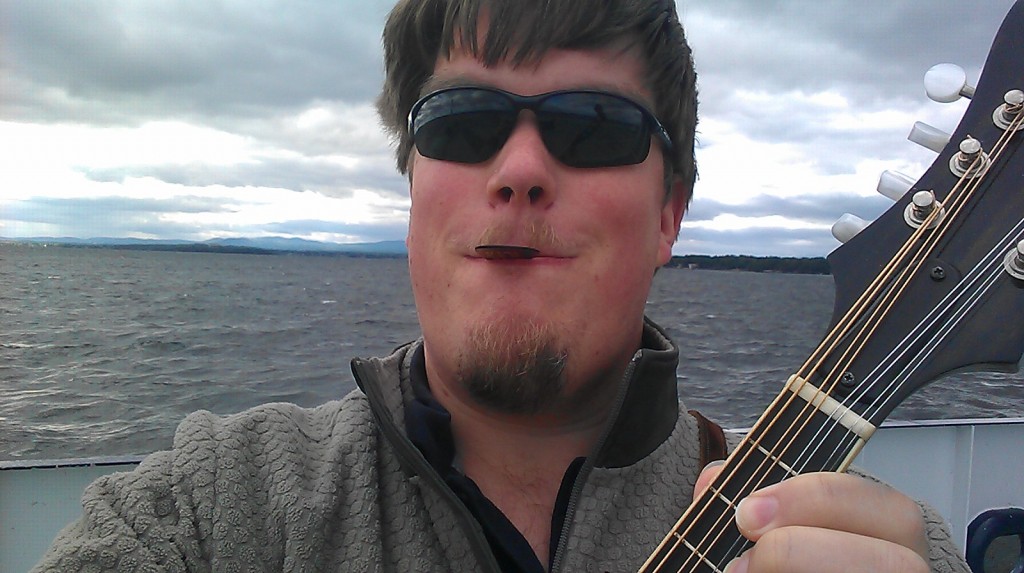 Mandolin practice on the ferry